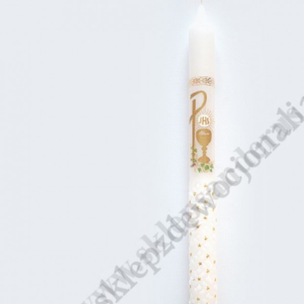 ŚWIECA KOMUNIJNA RĘCZNIE ZDOBIONA - 8653