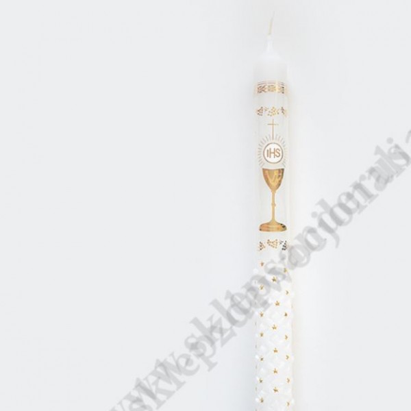 ŚWIECA KOMUNIJNA RĘCZNIE ZDOBIONA - 5637