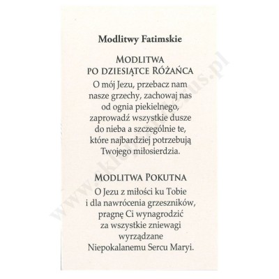 MATKA BOŻA FATIMSKA - obrazek 6.5 x 11 cm - 30093