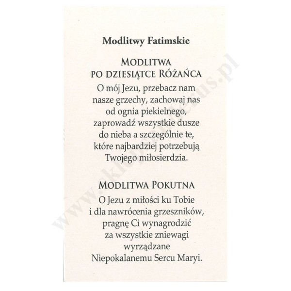 MATKA BOŻA FATIMSKA - obrazek 6.5 x 11 cm - 30093