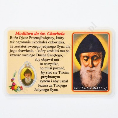 MEDALIK FOLIOWANY - ŚWIĘTY CHARBEL - format 8.5 x 5.5 cm - 73405