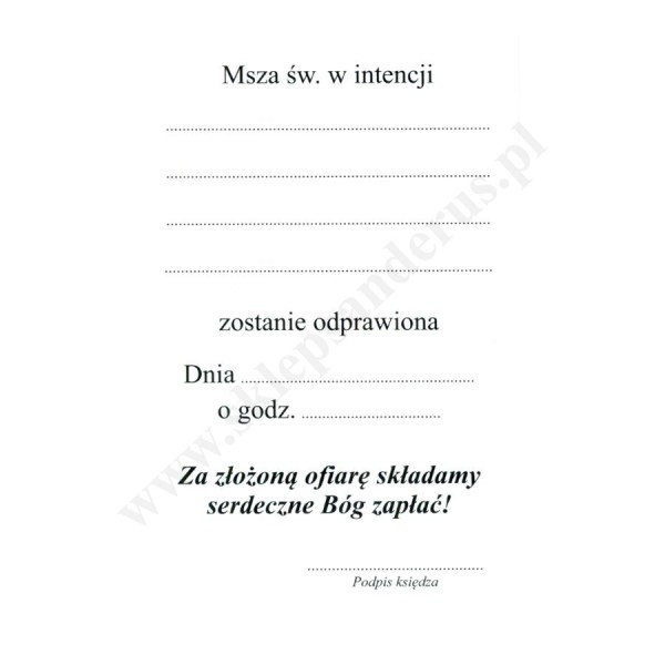 PAN JEZUS - INTENCJE MSZY ŚWIĘTEJ - obrazek 6.5 x 10 cm - paczka 100 szt. - 78908