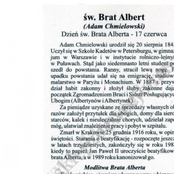 OBRAZKI ŚW.BRATA ALBERTA - paczka 100 szt. - 3479