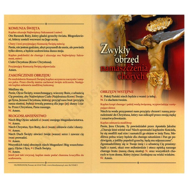 ZWYKŁY OBRZĘD NAMASZCZENIA CHORYCH - folder - format 11 x19 cm - 5369