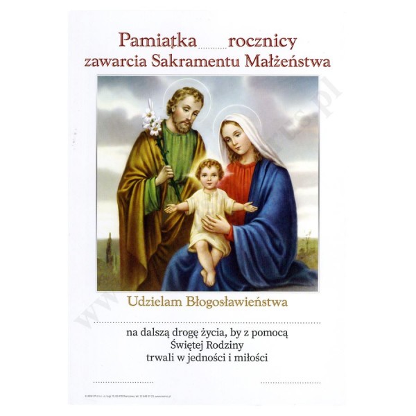 PAMIĄTKA ROCZNICY ZAWARCIA SAKRAMENTU MAŁŻEŃSTWA - format A5 - 0427