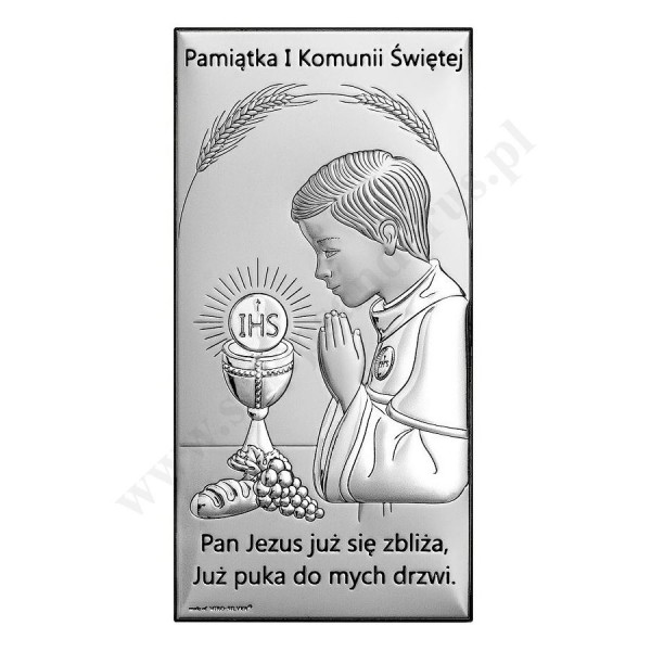 PAMIĄTKA I KOMUNII ŚWIĘTEJ - OBRAZEK SREBRNY 9 x 18 cm - 6717/2XSO
