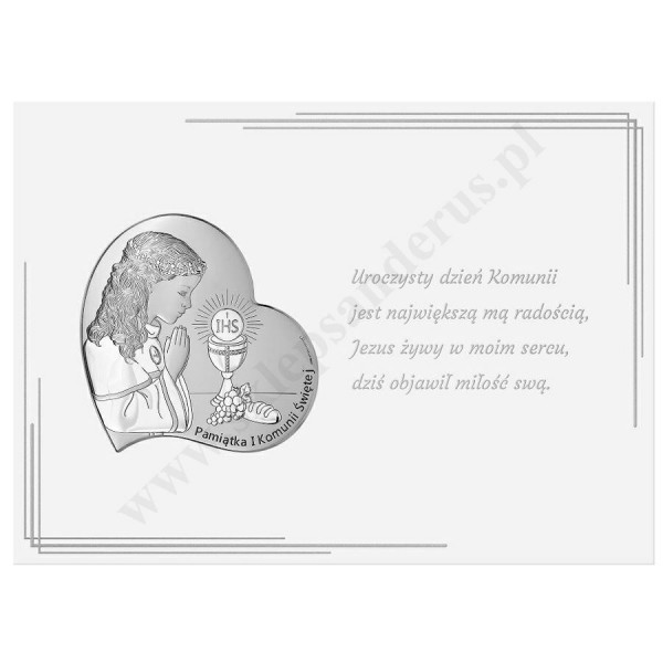 PAMIĄTKA I KOMUNII ŚWIĘTEJ - OBRAZEK SREBRNY 18 x 13 cm - 6746K/1