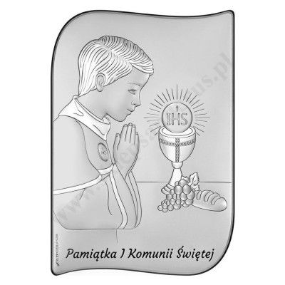 PAMIĄTKA I KOMUNII ŚWIĘTEJ - OBRAZEK SREBRNY 12 x 17 cm - 6793/3O