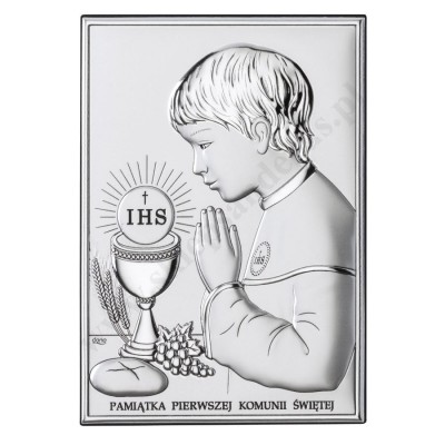 PAMIĄTKA I KOMUNII ŚWIĘTEJ - OBRAZEK SREBRNY 13 x 18 cm - DS04/3O