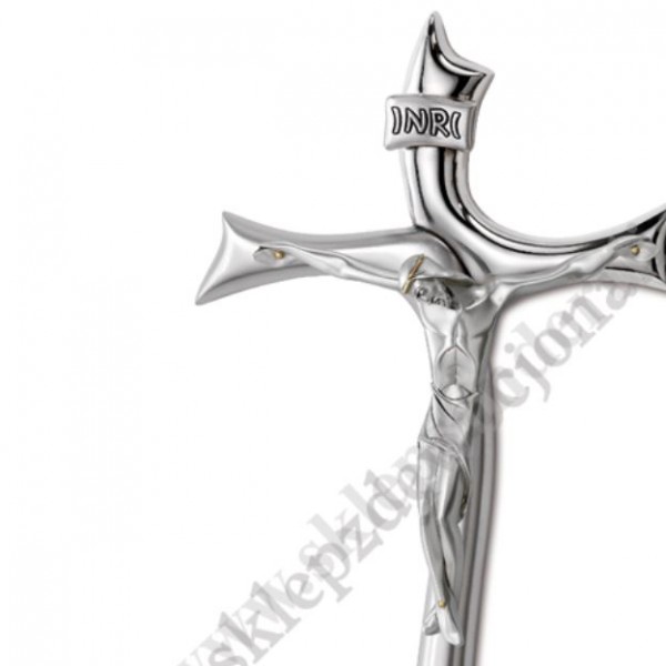 KRZYŻ NOWOCZESNY POSREBRZANY - wys. 36 cm - 003130