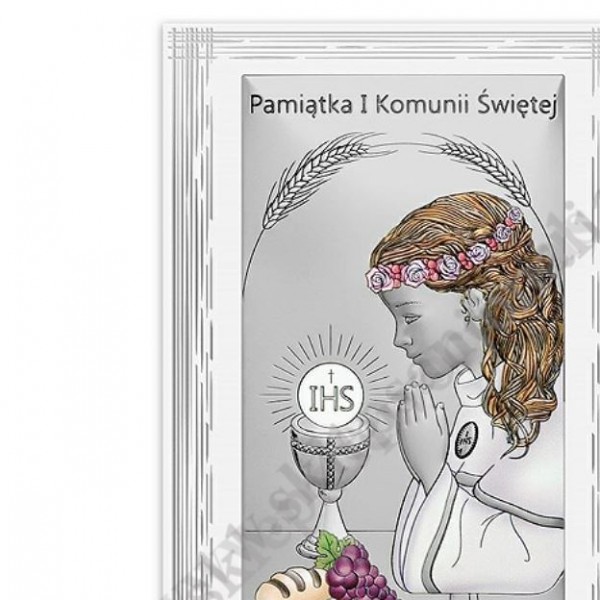 PAMIĄTKA I KOMUNII ŚWIĘTEJ - OBRAZEK SREBRNY - 6717W/2ACOL