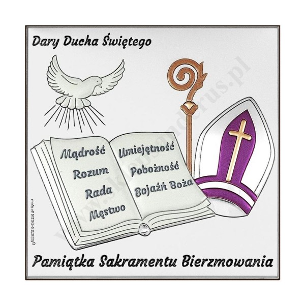 PAMIĄTKA BIERZMOWANIA - OBRAZEK SREBRNY - 6765S/2XCOL