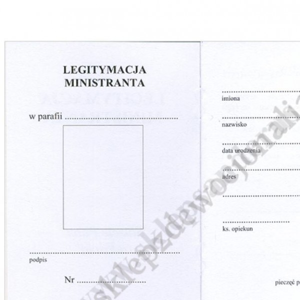 LEGITYMACJA MINISTRANTA