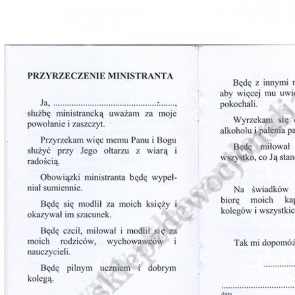 LEGITYMACJA MINISTRANTA