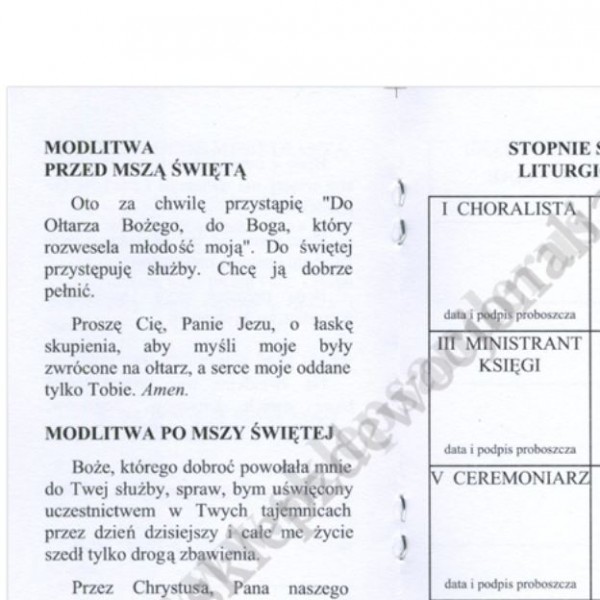 LEGITYMACJA MINISTRANTA