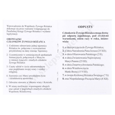 LEGITYMACJA ŻYWEGO RÓŻAŃCA - 7991