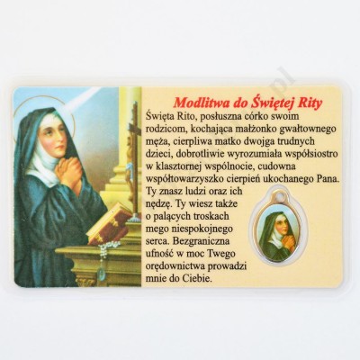 MEDALIK FOLIOWANY - ŚWIĘTA RITA - format 8.5 x 5.5 cm - 50327