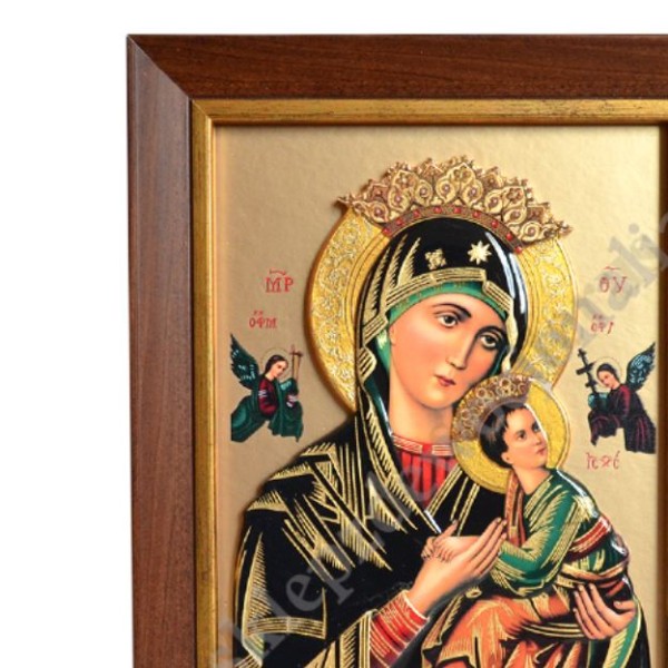 MATKA BOŻA NIEUSTAJĄCEJ POMOCY - ceramika żywiczna w ramie 21.4 x 28.2 cm - 11142
