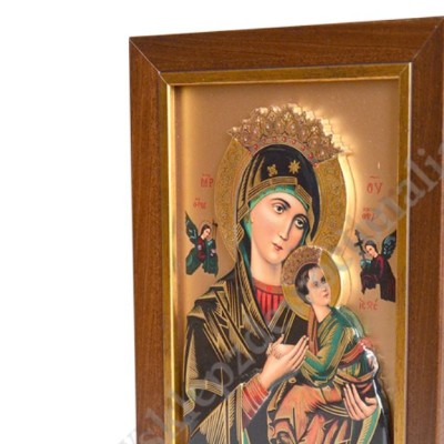MATKA BOŻA NIEUSTAJĄCEJ POMOCY - ceramika żywiczna w ramie 21.4 x 28.2 cm - 11142