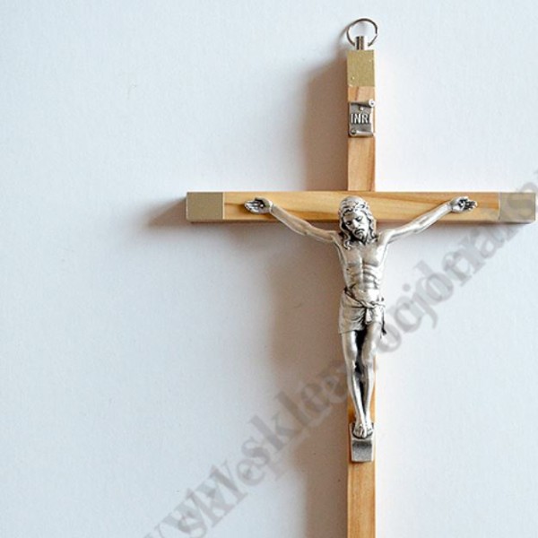 KRZYŻ DREWNO OLIWNE - wys.23 cm - 70133
