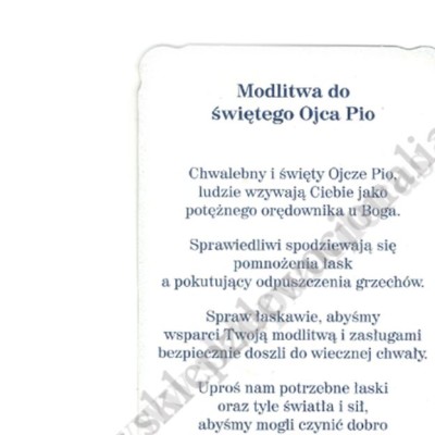 ŚWIĘTY OJCIEC PIO - obrazek 6.5 x 11 cm - paczka 100 szt. - 87927