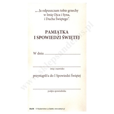 JEZU UFAM TOBIE, POWRÓT SYNA MARNOTRAWNEGO - PAMIĄTKA I SPOWIEDZI ŚWIĘTEJ - obrazek 7 x 13 cm - paczka 100 szt. - 78935