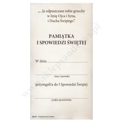 PAN JEZUS DOBRY PASTERZ - PAMIĄTKA I SPOWIEDZI ŚWIĘTEJ - obrazek 7 x 13 cm - paczka 100 szt. - 69490