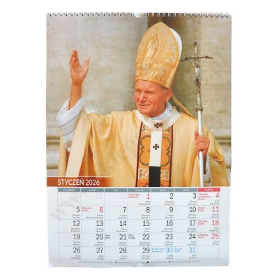 KALENDARZ Z ŚW.JANEM PAWŁEM II - 2026 - format 29,5 x 40,5 cm - 68032