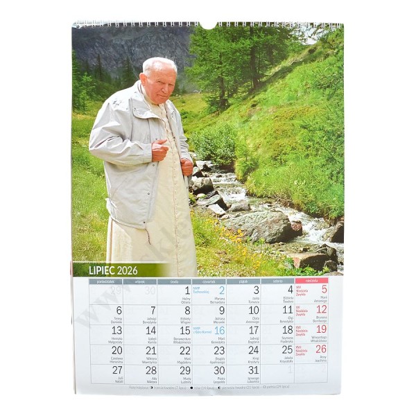 KALENDARZ Z ŚW.JANEM PAWŁEM II - 2026 - format 29,5 x 40,5 cm - 68032