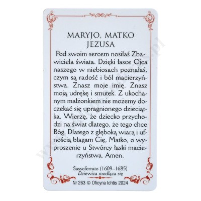 MODLITWA O DAR MACIERZYŃSTWA - karta biznes - 62564
