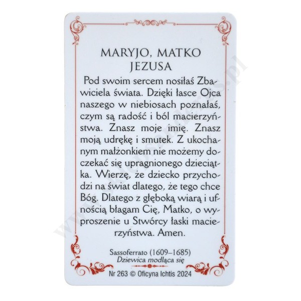 MODLITWA O DAR MACIERZYŃSTWA - karta biznes - 62564