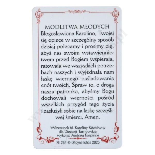 BŁ. KAROLINA KÓZKÓWNA - biznes karta - 62565