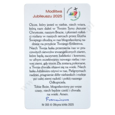 PIELGRZYMI NADZIEI JUBILEUSZ 2025 - karta biznes - 62760