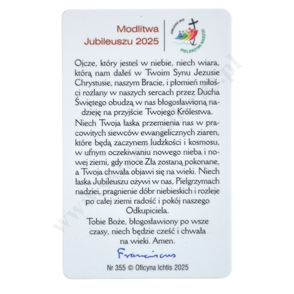 PIELGRZYMI NADZIEI JUBILEUSZ 2025 - karta biznes - 62760 PIELGRZYMI NADZIEI JUBILEUSZ 2025 - karta biznes - 62760