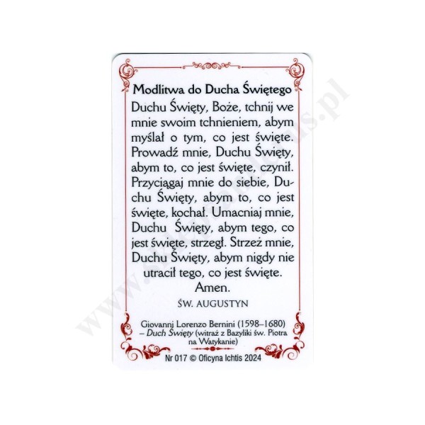 MODLITWA DO DUCHA ŚWIĘTEGO - karta biznes - 51536