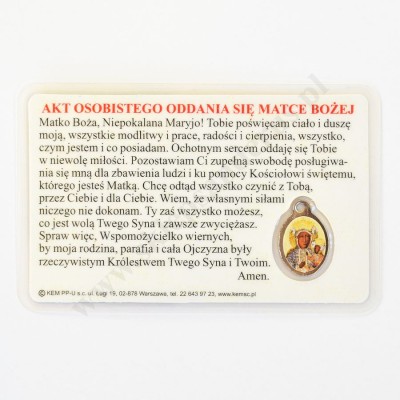 MEDALIK FOLIOWANY - MATKA BOŻA CZĘSTOCHOWSKA - format 8.5 x 5.5 cm - 62442