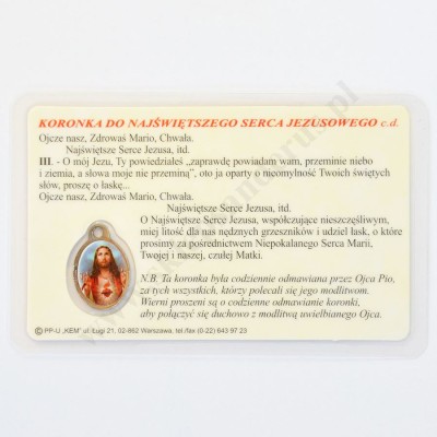 MEDALIK FOLIOWANY - ŚW.OJCIEC PIO - format 8.5 x 5.5 cm - 51433
