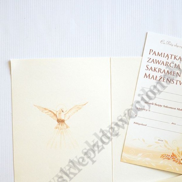 TECZKA Z PAMIĄTKĄ SAKRAMENTU MAŁŻEŃSTWA - 15.8 x 22.3 cm - 63413