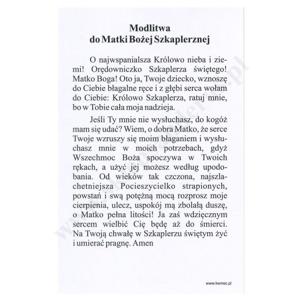 MATKA BOŻA SZKAPLERZNA - format 6.5 x 10 cm - paczka 100 szt. - 75927