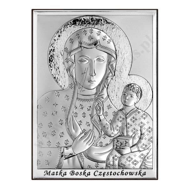 MATKA BOŻA CZĘSTOCHOWSKA - OBRAZEK SREBRNY 18 x 24 cm - 6643/5