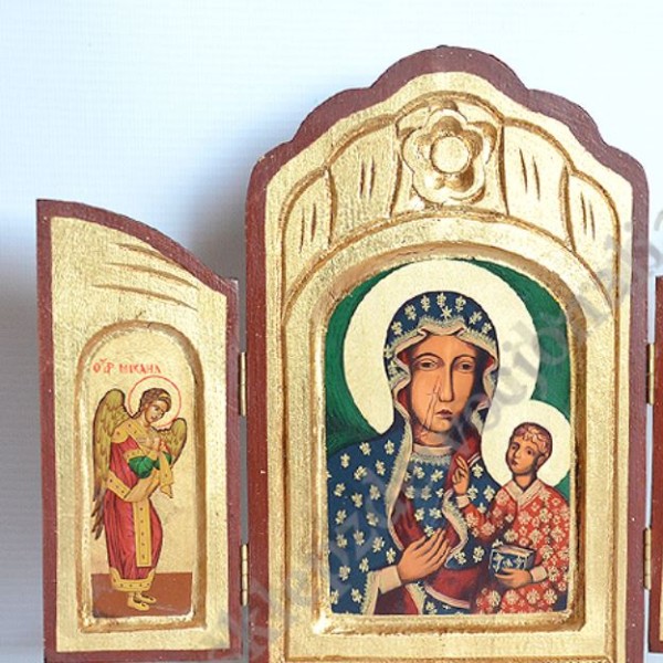 MATKA BOŻA CZĘSTOCHOWSKA - drewniany tryptyk - 0352
