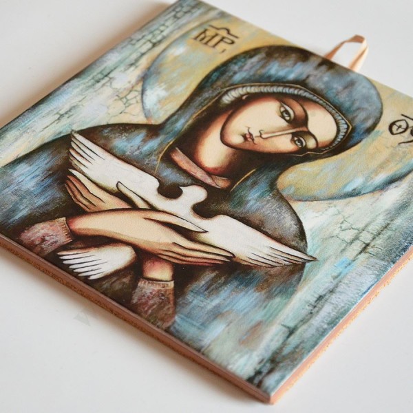MATKA BOŻA NIOSĄCA DUCHA - obrazek na ceramice 15 x 15 cm - 58958