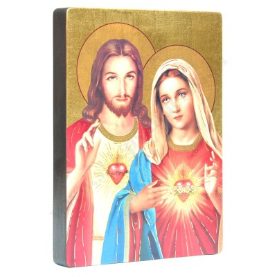 SERCE JEZUSA I SERCE MATKI BOŻEJ - ikona 17 x 23 cm - 51529