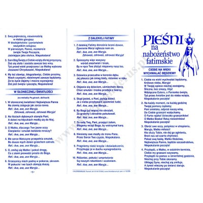 PIEŚNI NA NABOŻEŃSTWO FATIMSKIE - folder - 89477