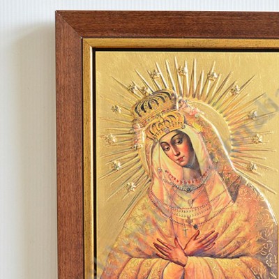 MATKA BOŻA OSTROBRAMSKA - ceramika żywiczna w ramie 21.4 x 28.2 cm - 11141