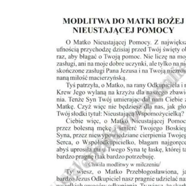 MATKA BOŻA NIEUSTAJĄCEJ POMOCY - obrazek 6.5 x 10 cm - paczka 100 szt. - 0146