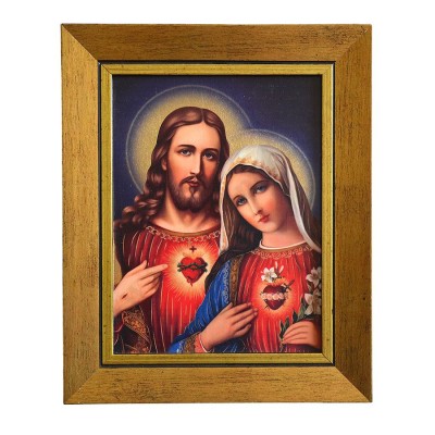 SERCE PANA JEZUSA I MATKI BOŻEJ - obraz 17.7 x 21.8 cm - 74379
